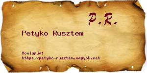 Petyko Rusztem névjegykártya